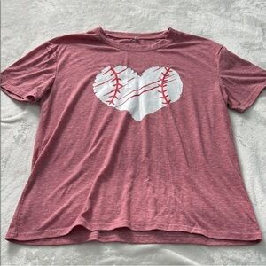 Women's Heart Baseball Graphic Tee - Red